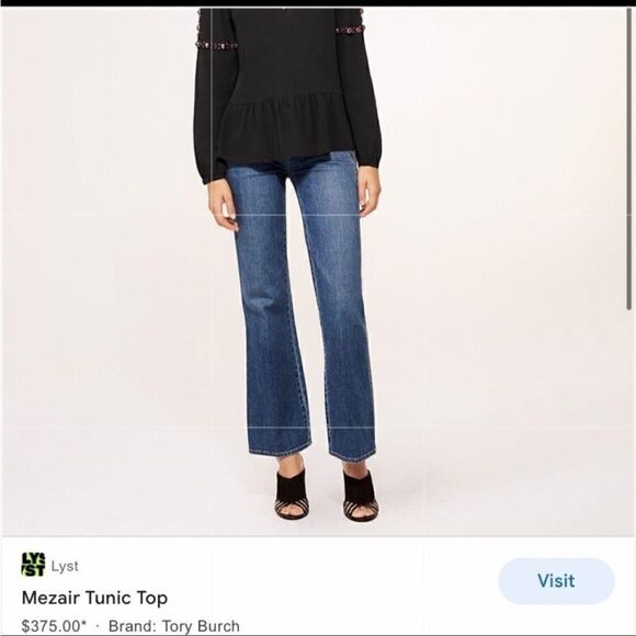 EUC Tory Burch Beaded 100% Silk Peplum Mezair Tunic Top Size XS - Picture 10 of 10